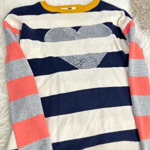 XL 14-16 Girl Long Sleeve Blue and Cream Sweater